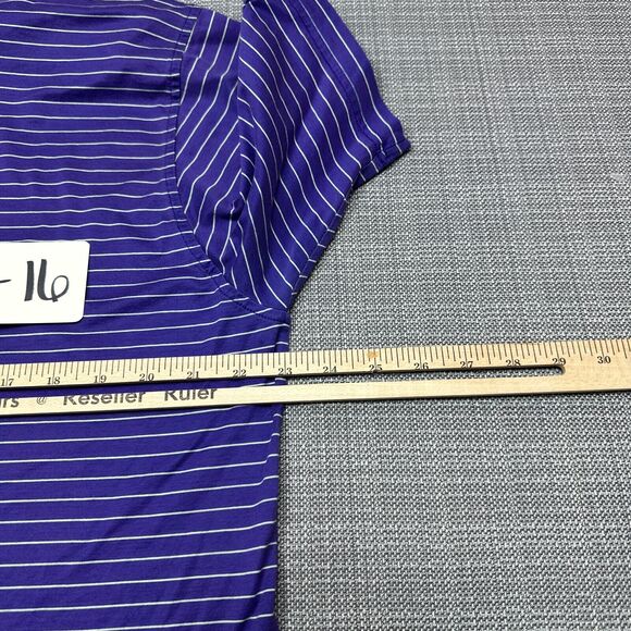 Peter Millar Polo Shirt Men‎ Large Purple Striped Performance Golf Casual - Picture 6 of 7